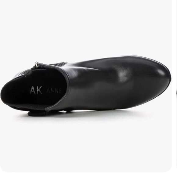 Anne Klein Rafe Black Faux Leather Ankle Boot w/ Zipper Side,Elastic Back Sz 9 - Picture 3 of 9